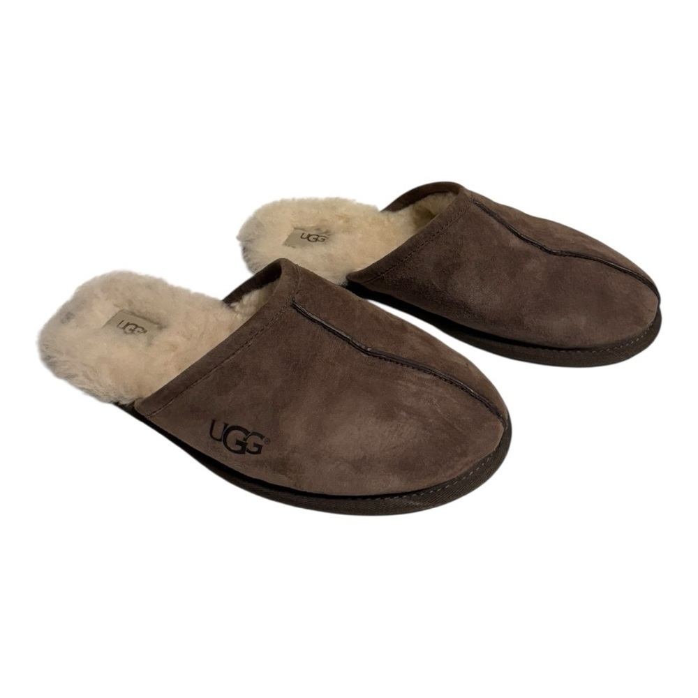 UGG Men's Scuff Slippers - Size 12 | Espresso Suede Colour | Sheepskin Lining - Picture 2 of 13